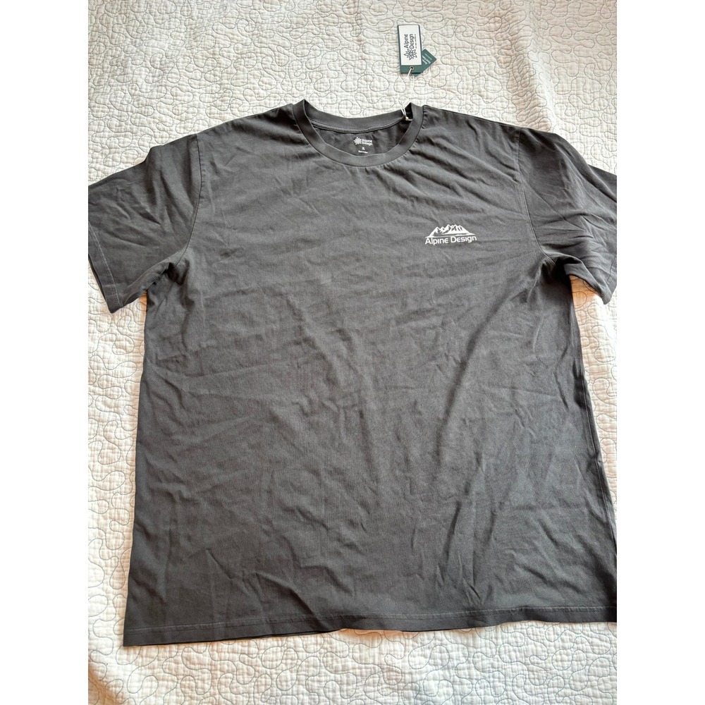 Alpine Design Mens XL Charcoal Gray Mountain Logo Short Sleeve T-Shirt‎